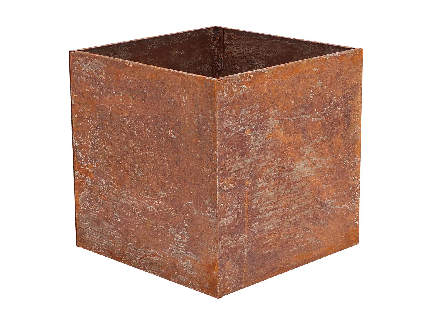 Jardinière en acier corten rouille 38 x 38 x 38 cm