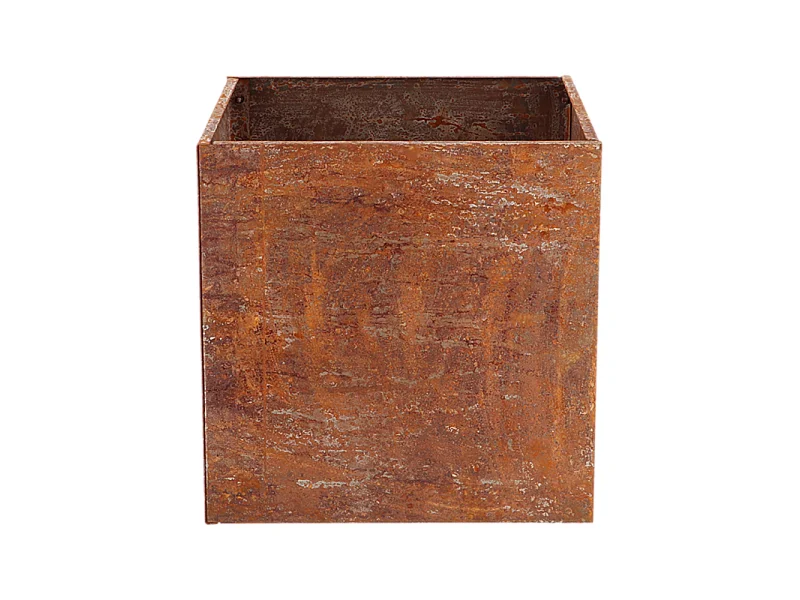 Jardinière en acier corten rouille 38 x 38 x 38 cm