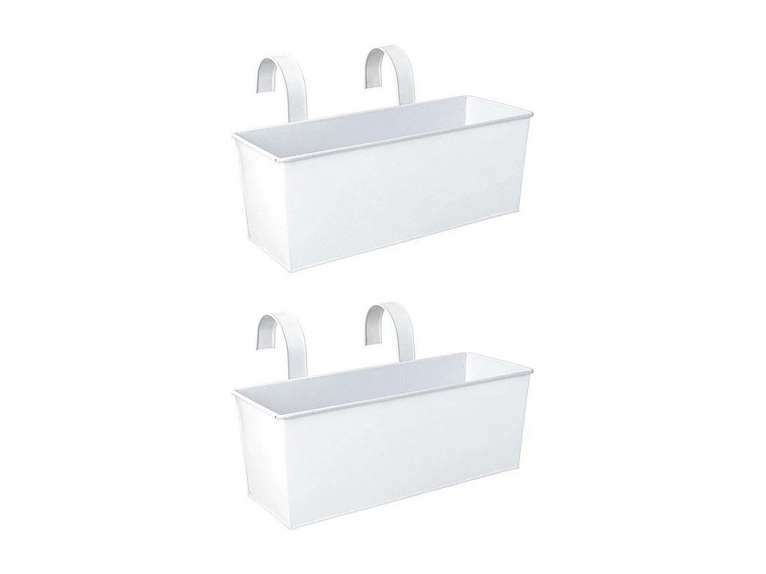 Jardinière balcon en zinc blanc à suspendre (Lot de 2)