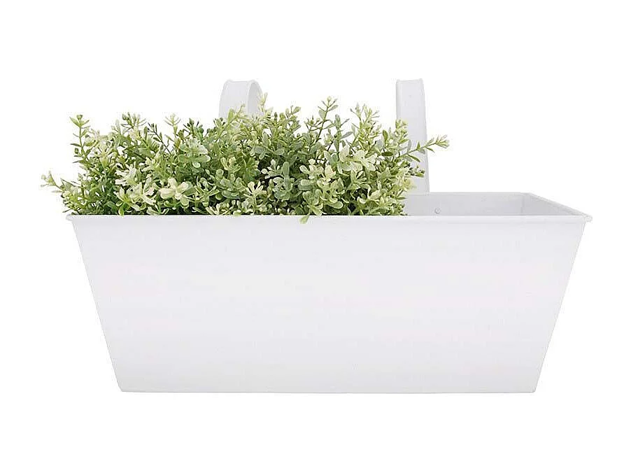 Jardinière balcon en zinc blanc à suspendre (Lot de 2)