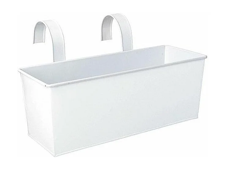 Jardinière balcon en zinc blanc à suspendre (Lot de 2)