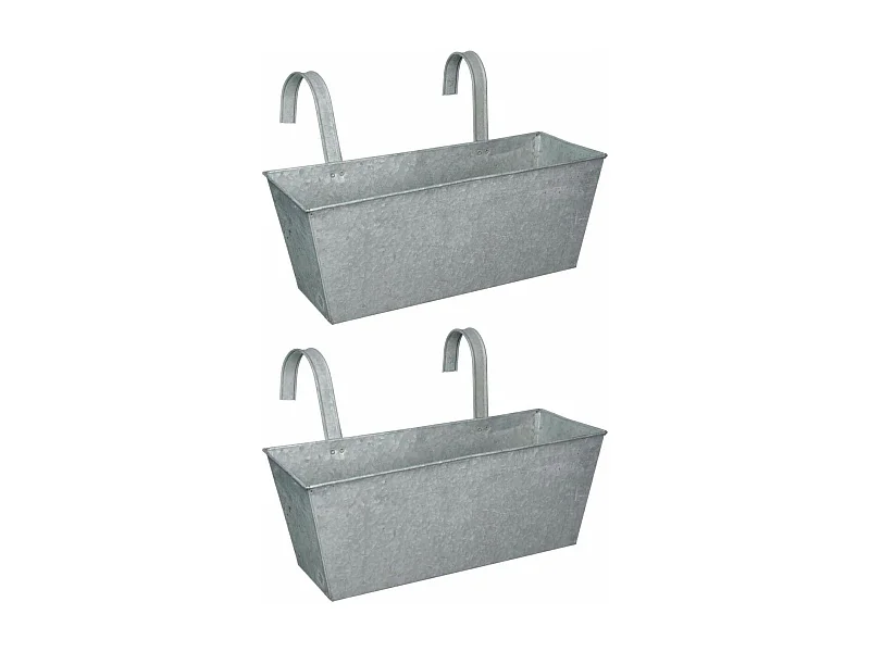 Jardinière balcon en zinc à suspendre (Lot de 2)