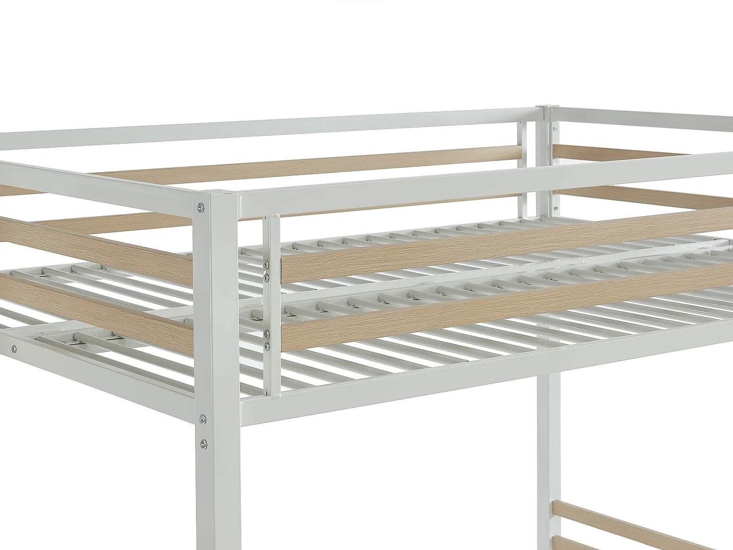 Lit mezzanine 140 x 200 cm - Métal et MDF - Blanc + Matelas - JOGUI