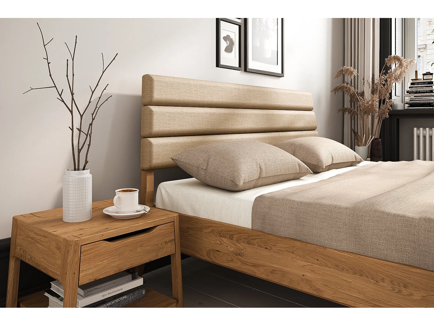 TWIG - Massivholzbett 180x200 cm aus Wildeiche, Naturgeölt