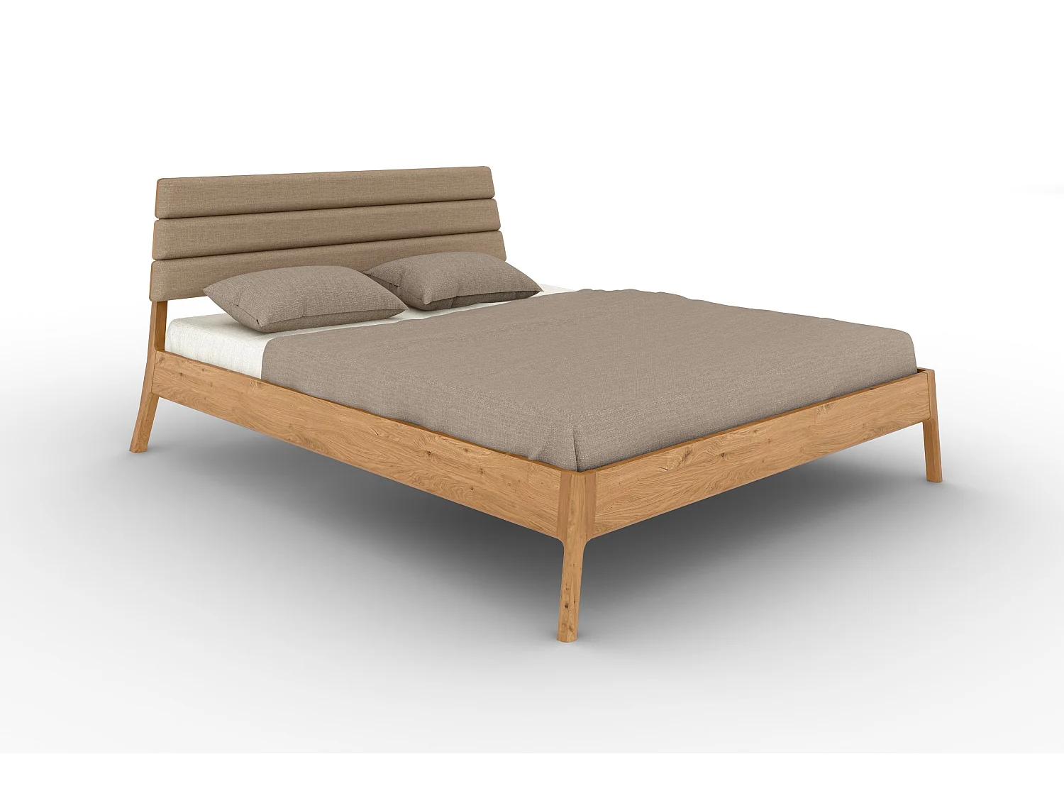 TWIG - Massivholzbett 90x210 cm aus Wildeiche, Naturgeölt