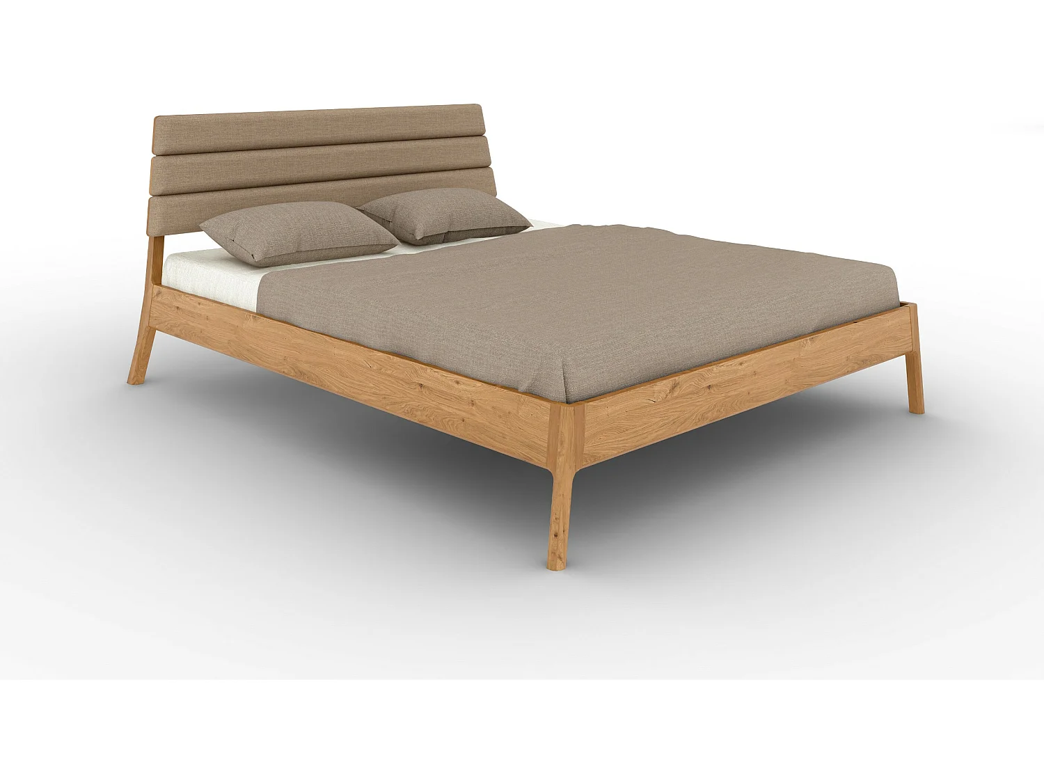 TWIG - Massivholzbett 140x190 cm aus Wildeiche, Naturgeölt