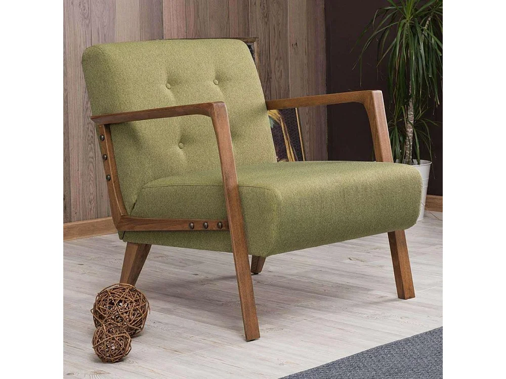 Fauteuil en tissu vert Kemer