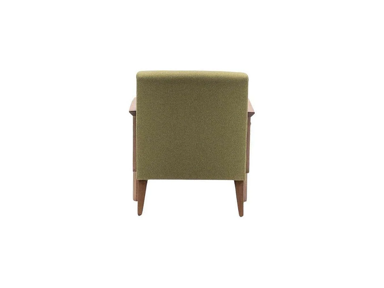 Moderne fauteuil – 69x80x83 cm – Groen – 100% polyester, beukenhout, walnoot