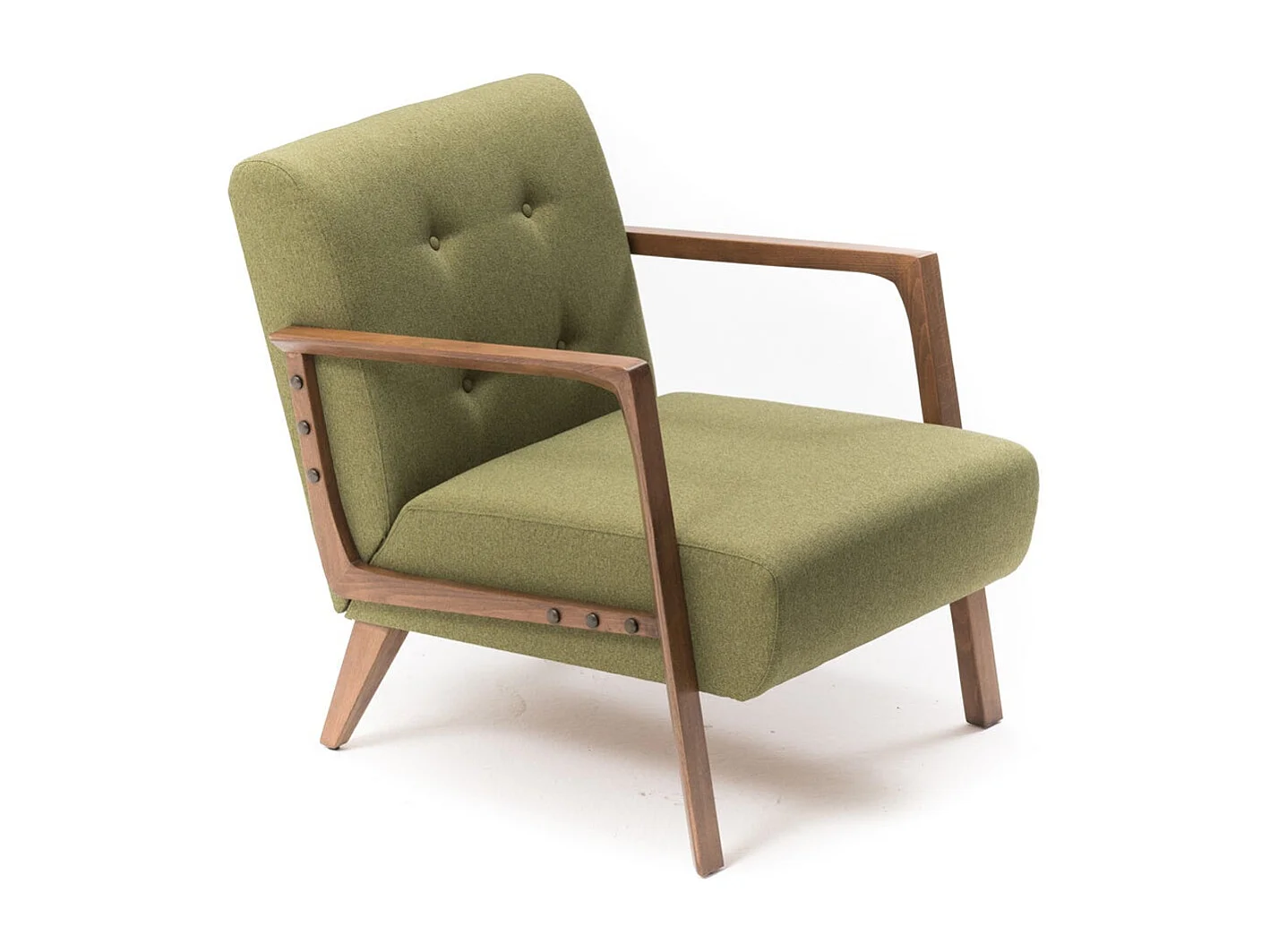 Moderne fauteuil – 69x80x83 cm – Groen – 100% polyester, beukenhout, walnoot