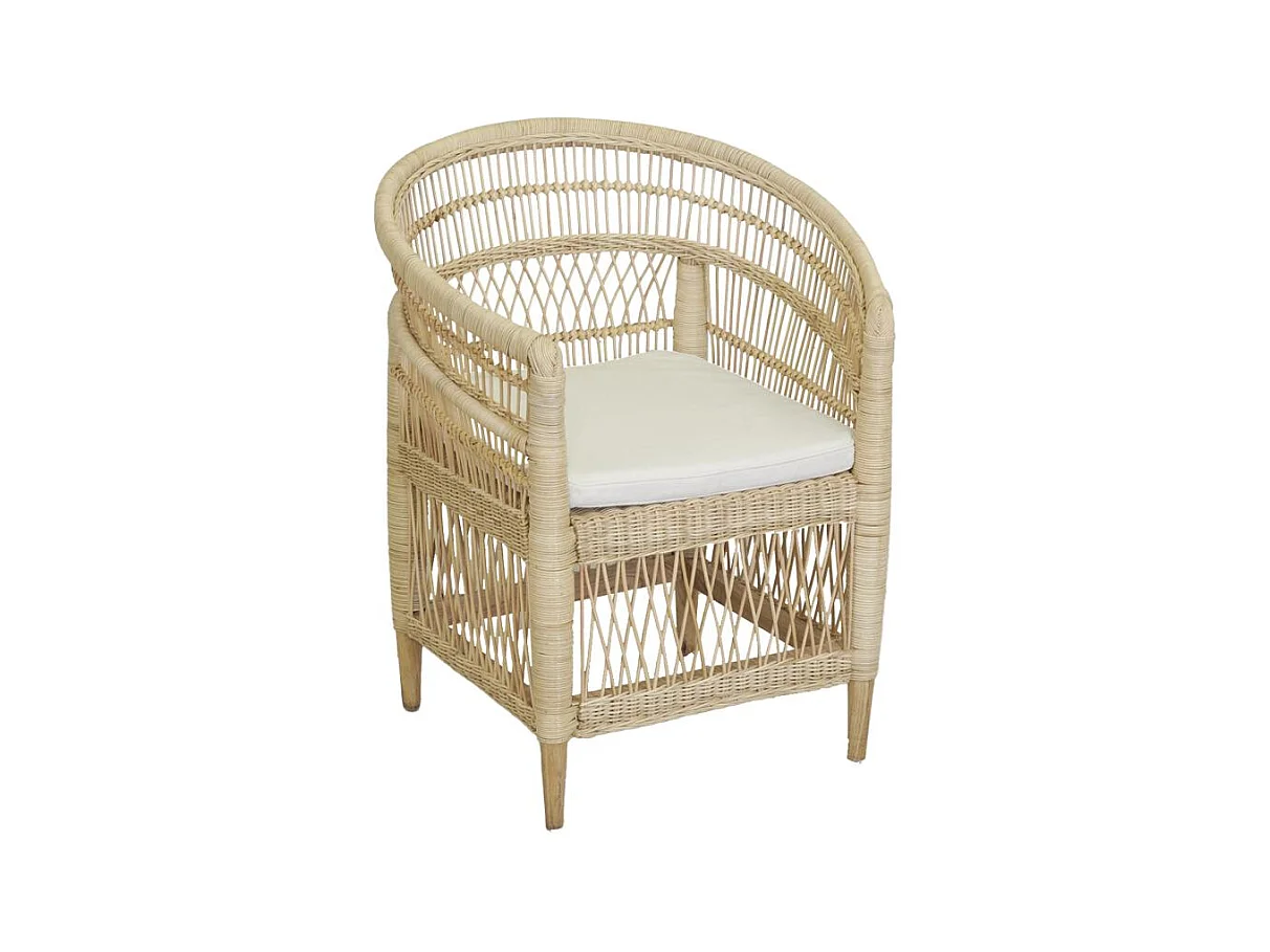 Fauteuil Malawi en rotin naturel + coussin