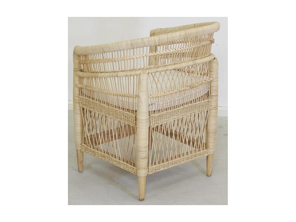 Fauteuil Malawi en rotin naturel + coussin