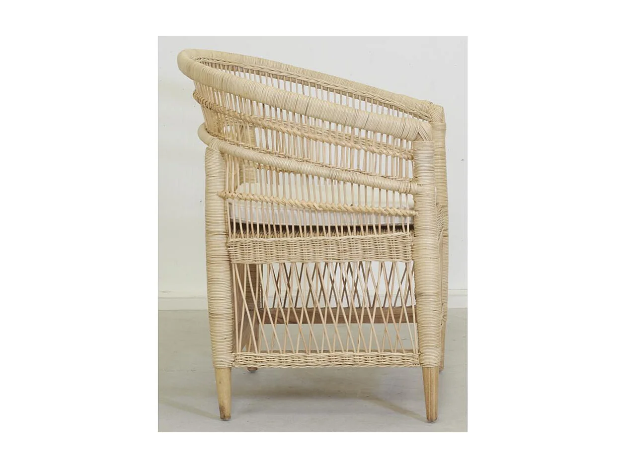 Fauteuil Malawi en rotin naturel + coussin