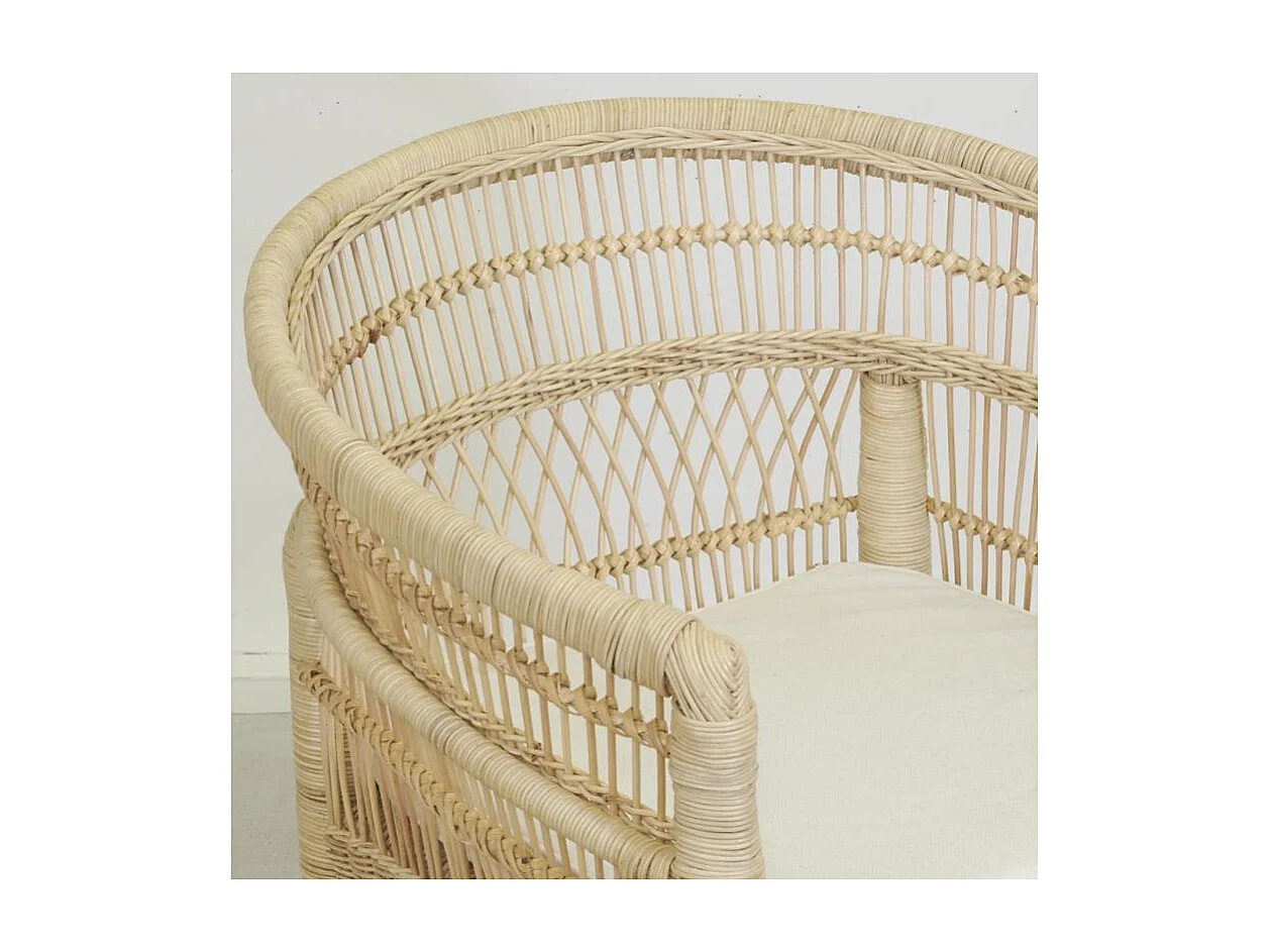 Fauteuil Malawi en rotin naturel + coussin
