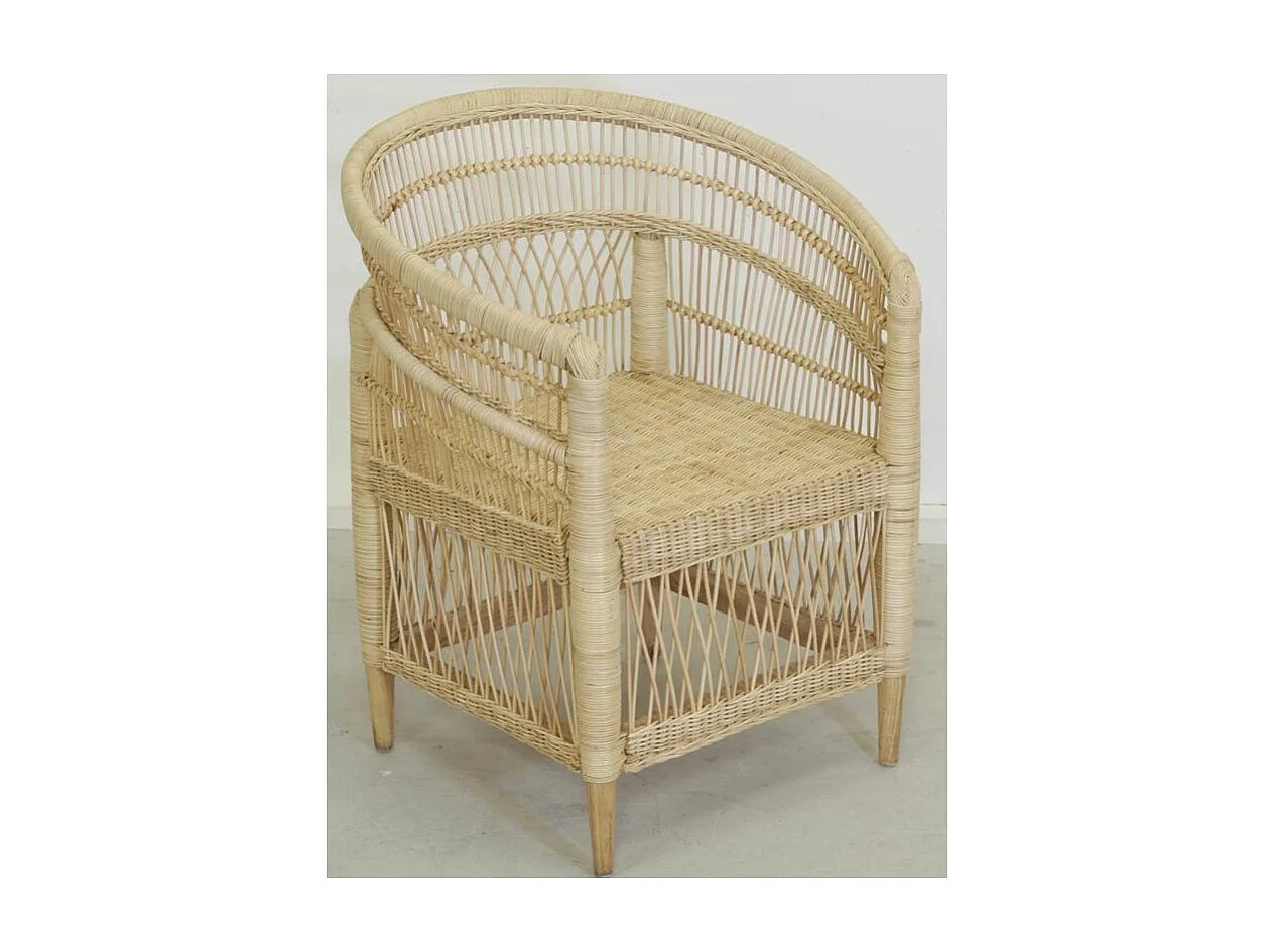 Fauteuil Malawi en rotin naturel + coussin
