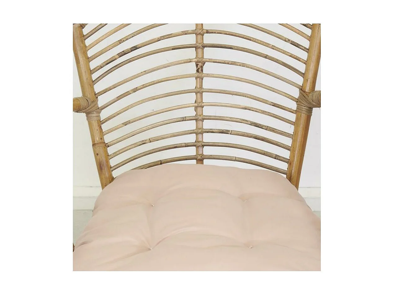 Fauteuil en rotin marron + coussin