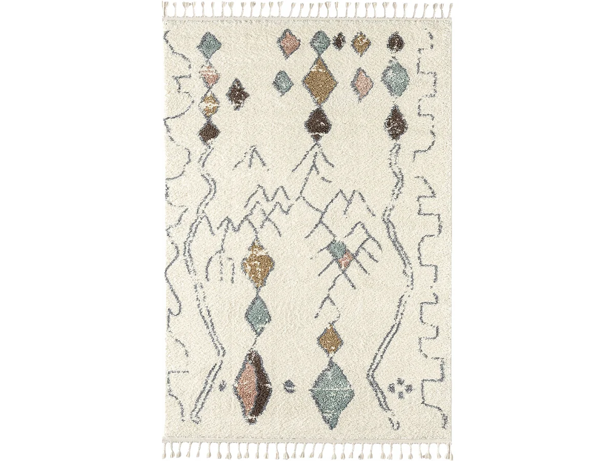 Tapis berbère 120x170 tissé motif saharien PASTEL B crème