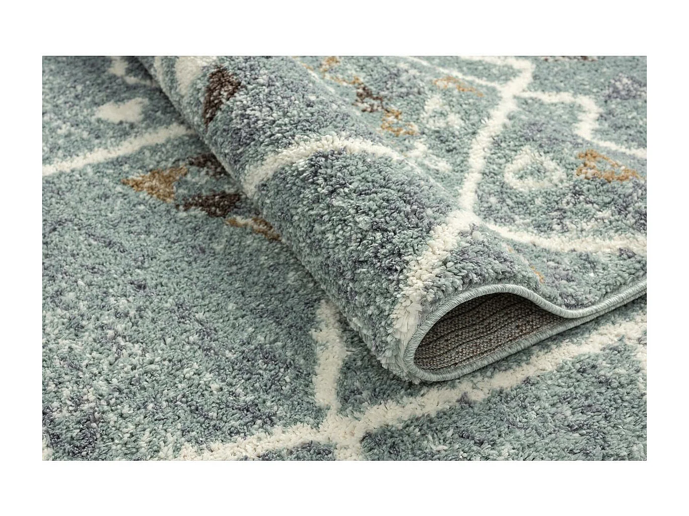 Tapis berbère 200x290 tissé motif saharien PASTEL D turquoise