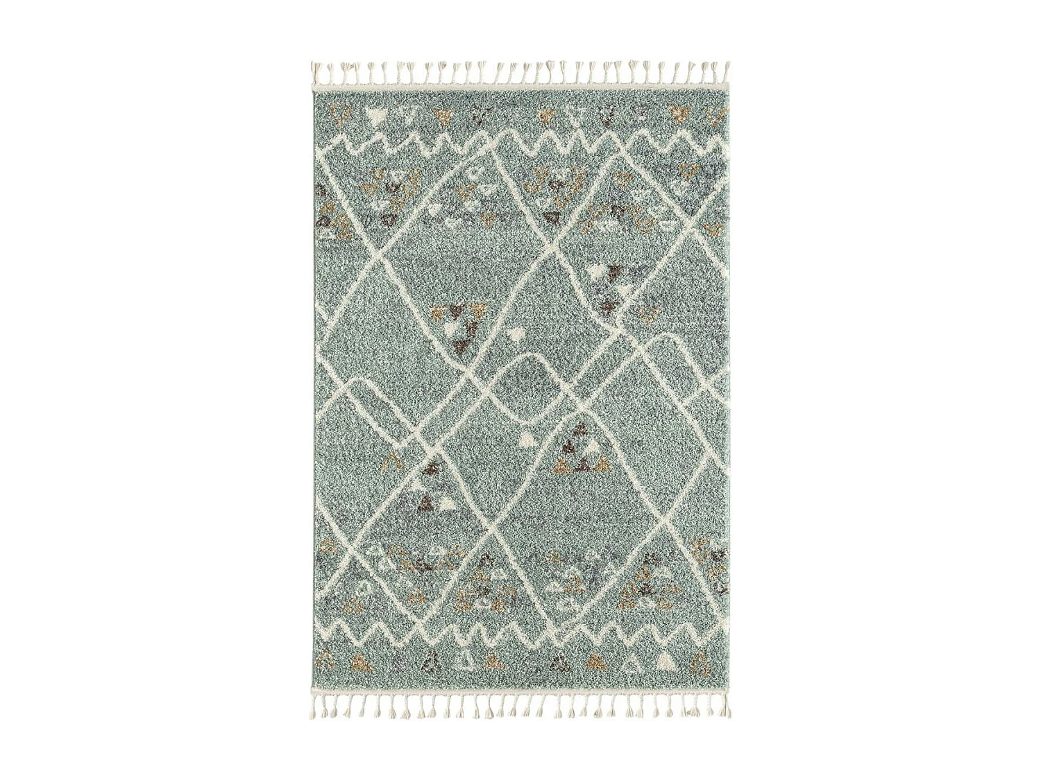 Tapis berbère 200x290 tissé motif saharien PASTEL D turquoise