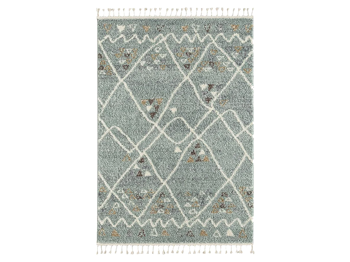 Tapis berbère 200x290 tissé motif saharien PASTEL D turquoise