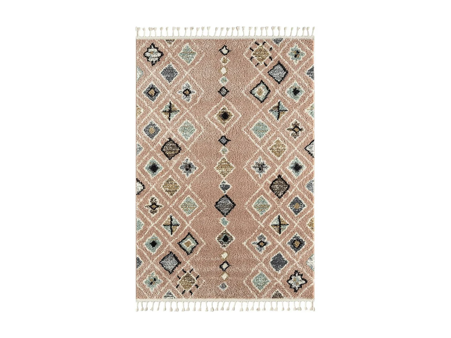 Tapis berbère 200x290 tissé motif saharien PASTEL E rose