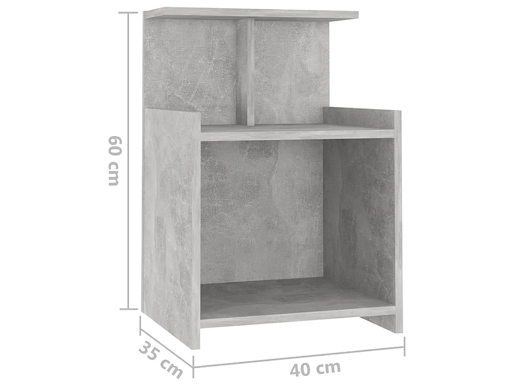 Tables de chevet 2 pcs Gris béton 40x35x60 cm Aggloméré