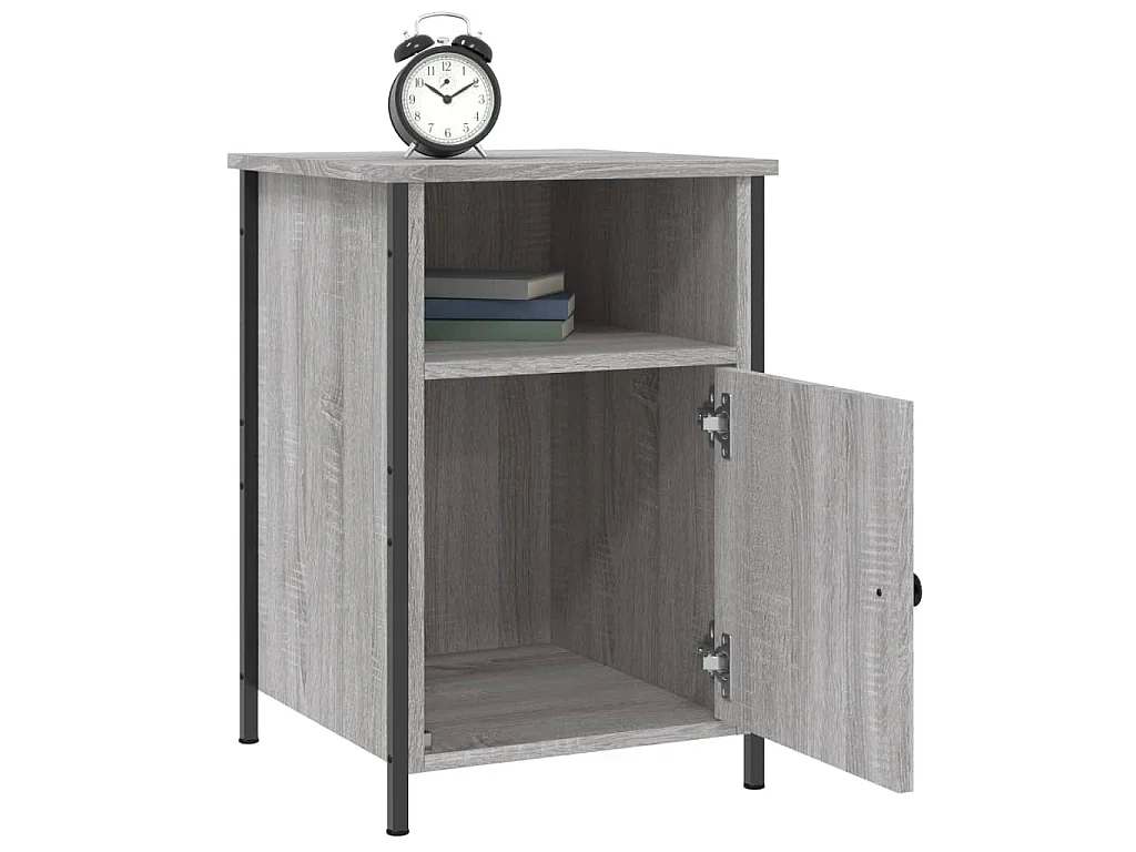 Nachtkastje 40x42x60 cm bewerkt hout grijs sonoma eikenkleurig
