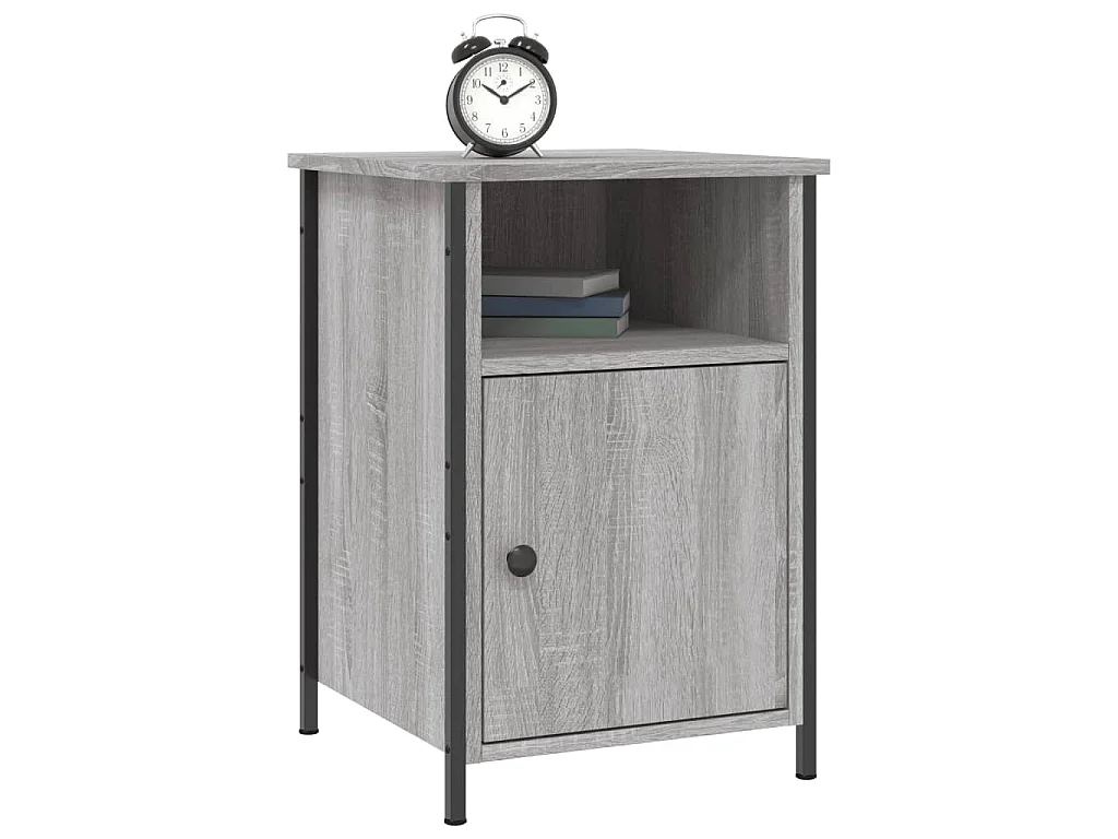Nachtkastje 40x42x60 cm bewerkt hout grijs sonoma eikenkleurig