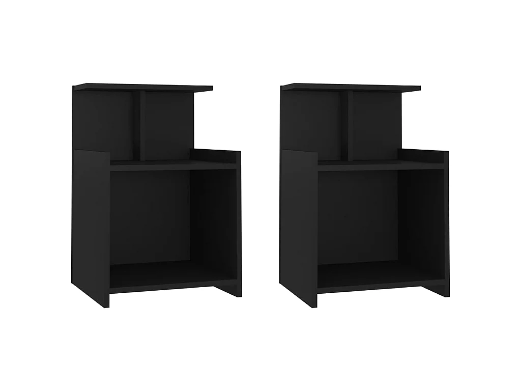 Tables de chevet 2 pcs Noir 40x35x60 cm Aggloméré