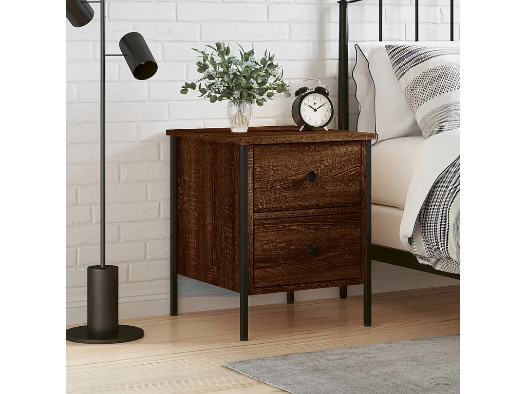 Table de chevet chêne marron 40x42x50 cm bois d'ingénierie