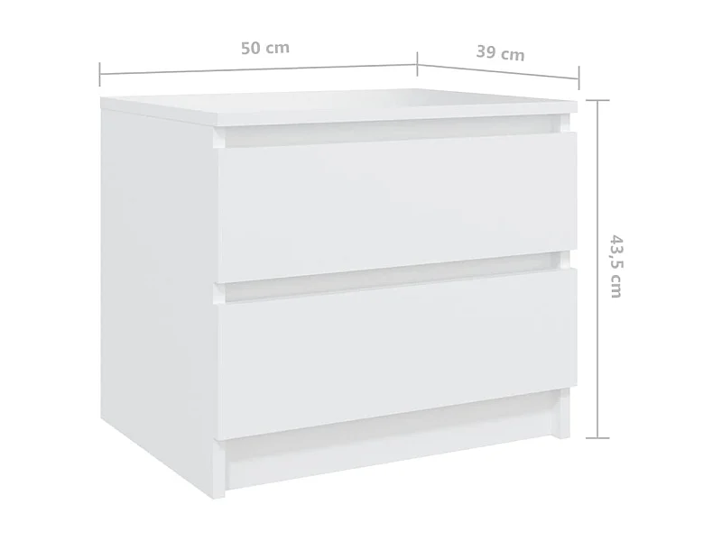 Comodino Bianco 50x39x43,5 cm in Legno Multistrato