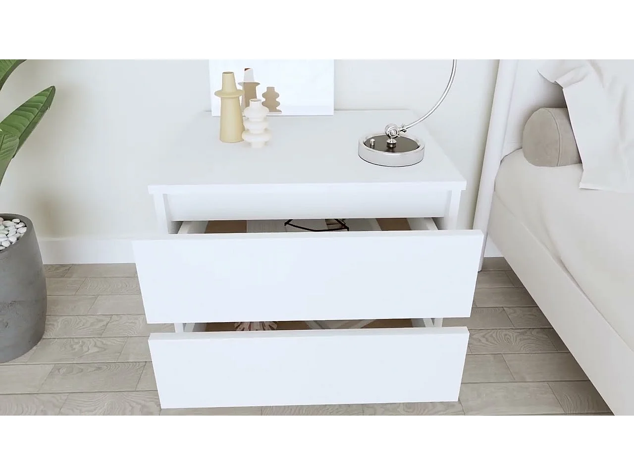 Table de chevet Blanc 50x39x43,5 cm Aggloméré