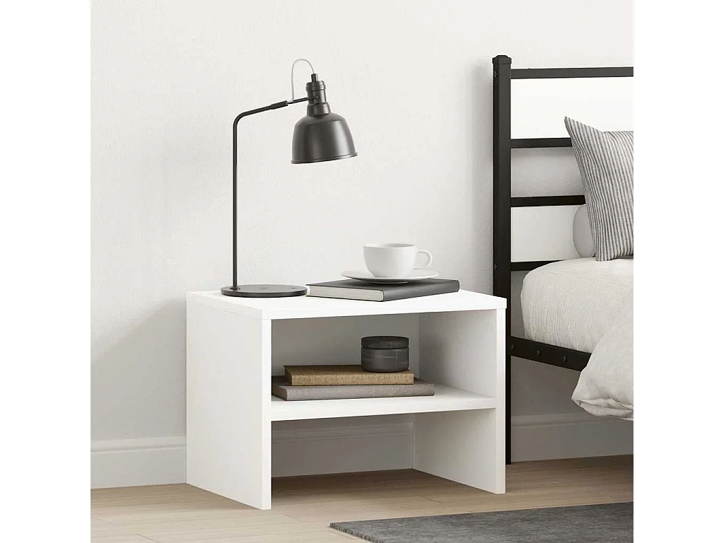 Tables de chevet 2 pcs Blanc 40x30x30 cm Bois d'ingénierie