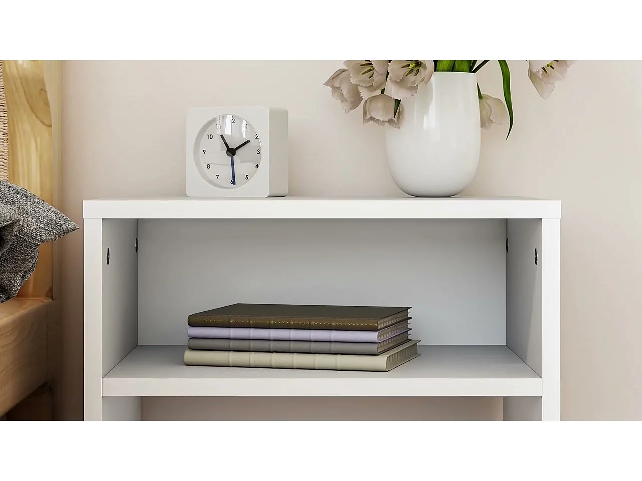 Mesitas de noche 2 uds madera contrachapada blanco 40x30x30 cm