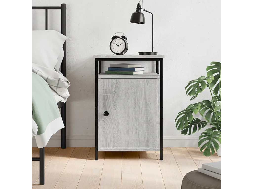 Mesa de cabeceira 40x42x60 cm derivados madeira cinzento sonoma