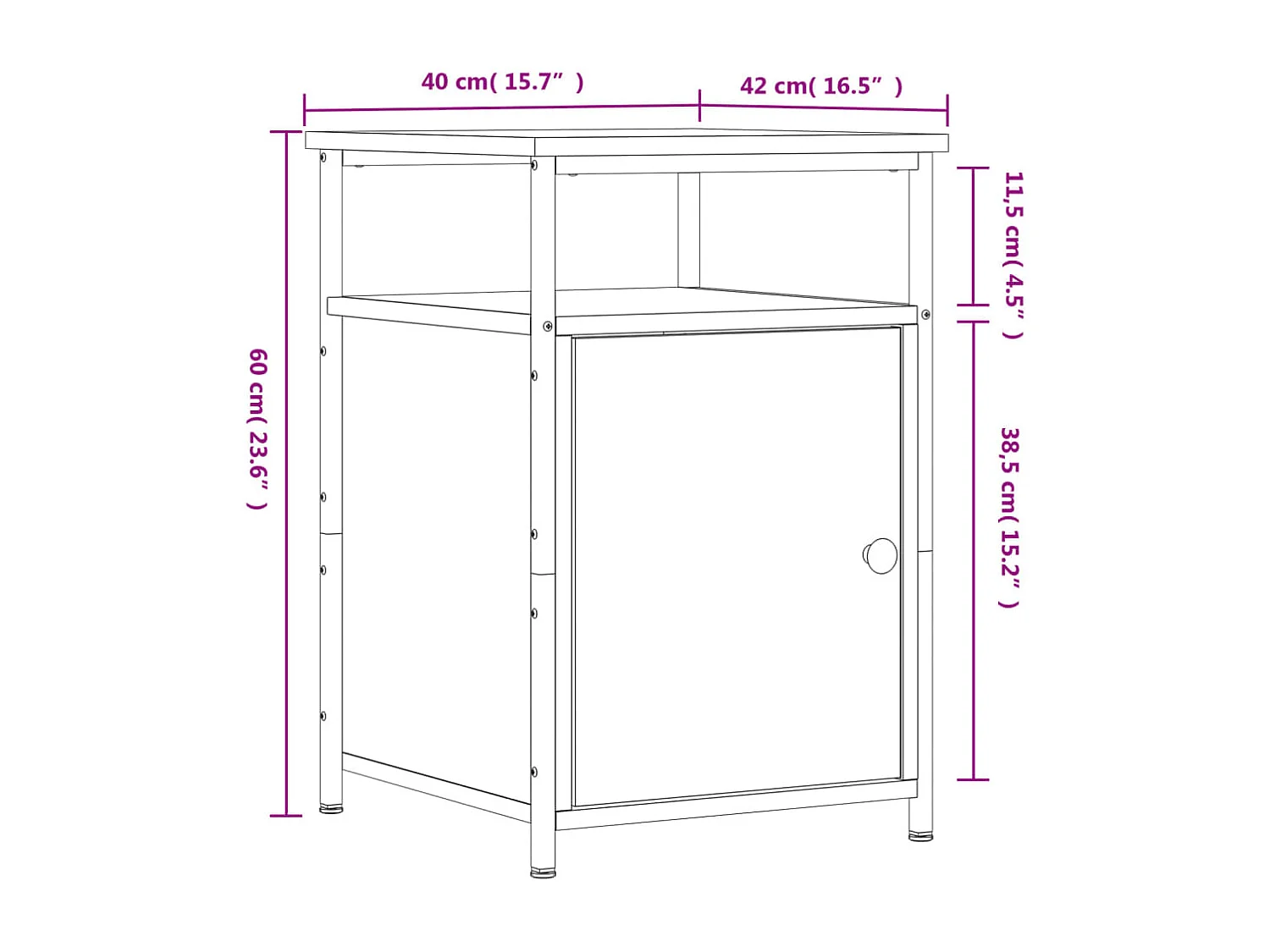 Nachttisch Grau Sonoma 40x42x60 cm Holzwerkstoff