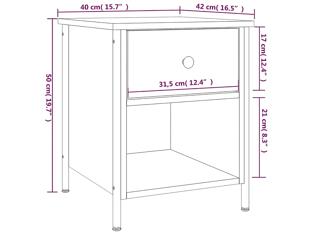 Nachttisch Grau Sonoma-Eiche 40x42x50 cm Holzwerkstoff