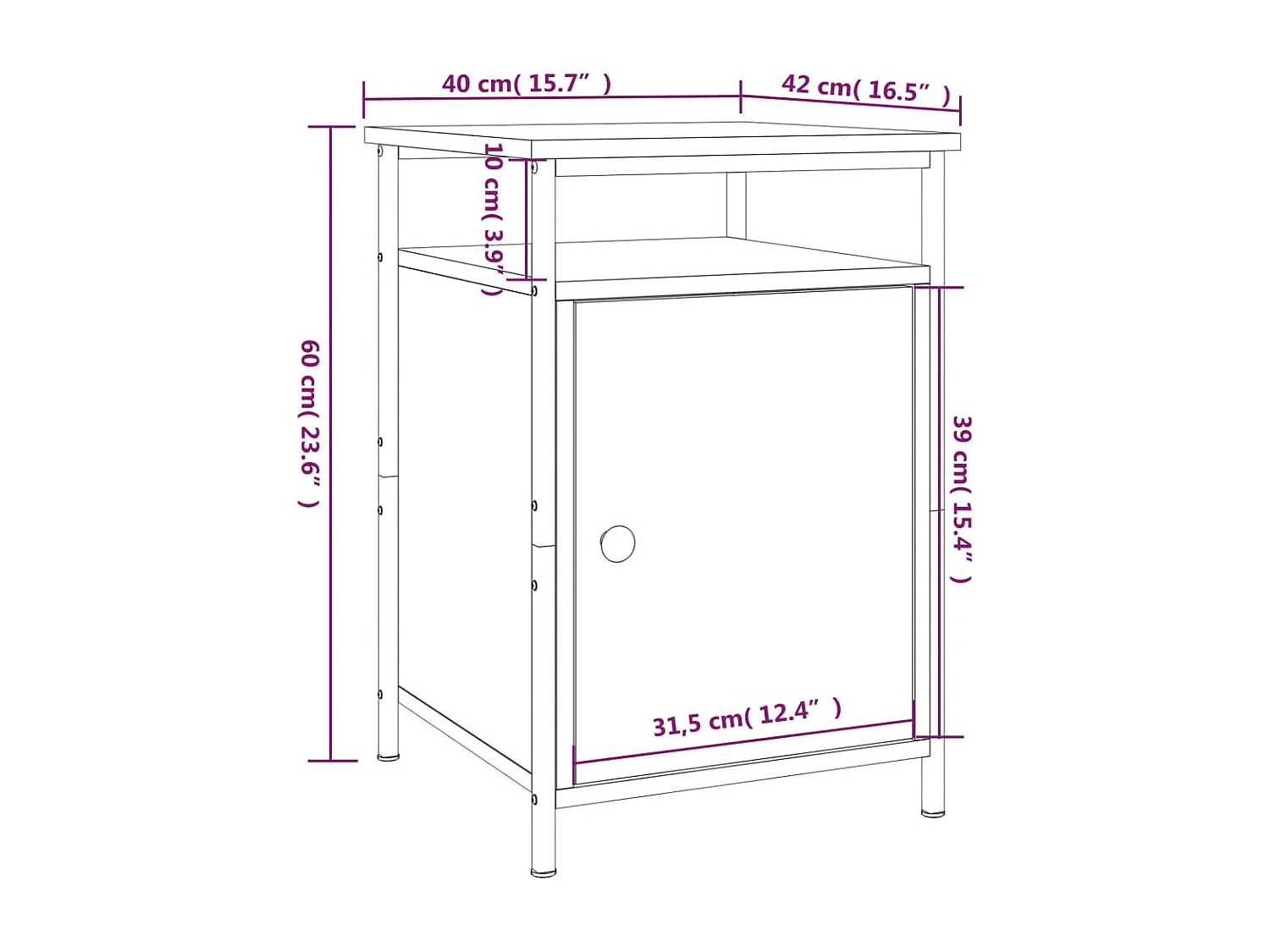 Table de chevet chêne sonoma 40x42x60 cm bois d'ingénierie