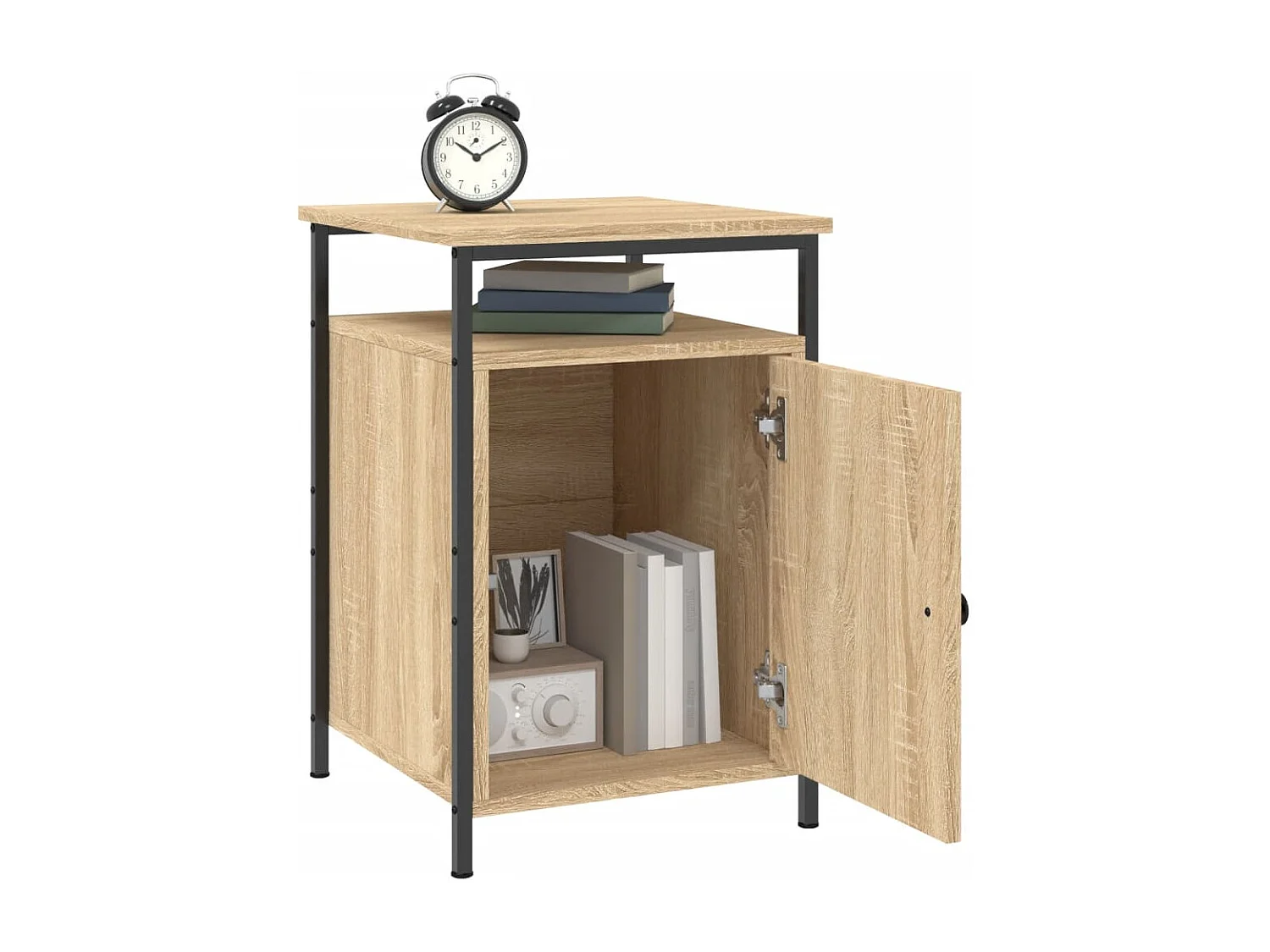 Mesita de noche madera contrachapada roble sonoma 40x42x60 cm