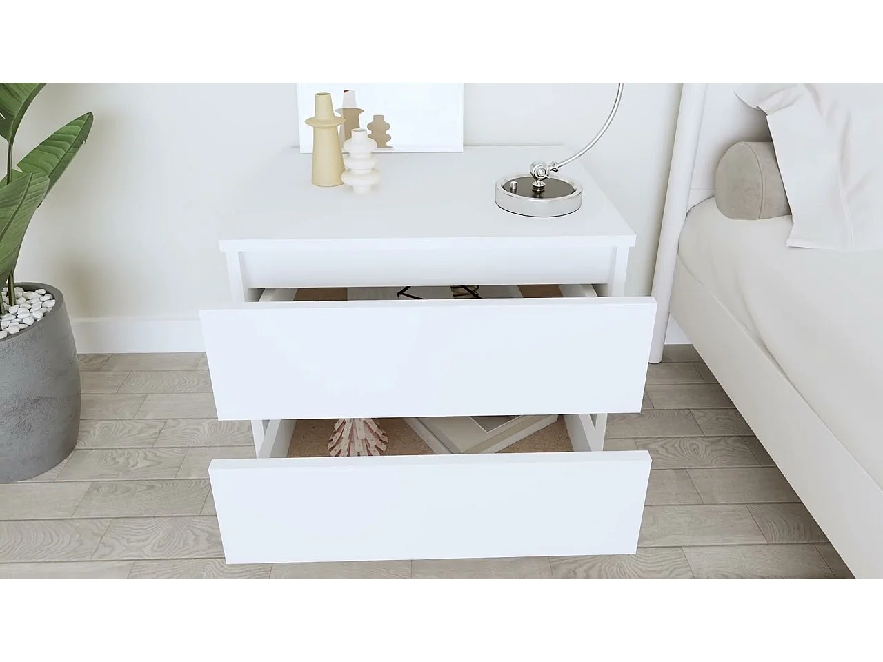 Tables de chevet 2 pcs Blanc 50x39x43,5 cm Aggloméré