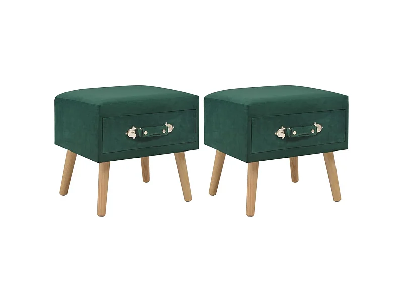 Tables de chevet 2 pcs Vert 40x35x40 cm Velours