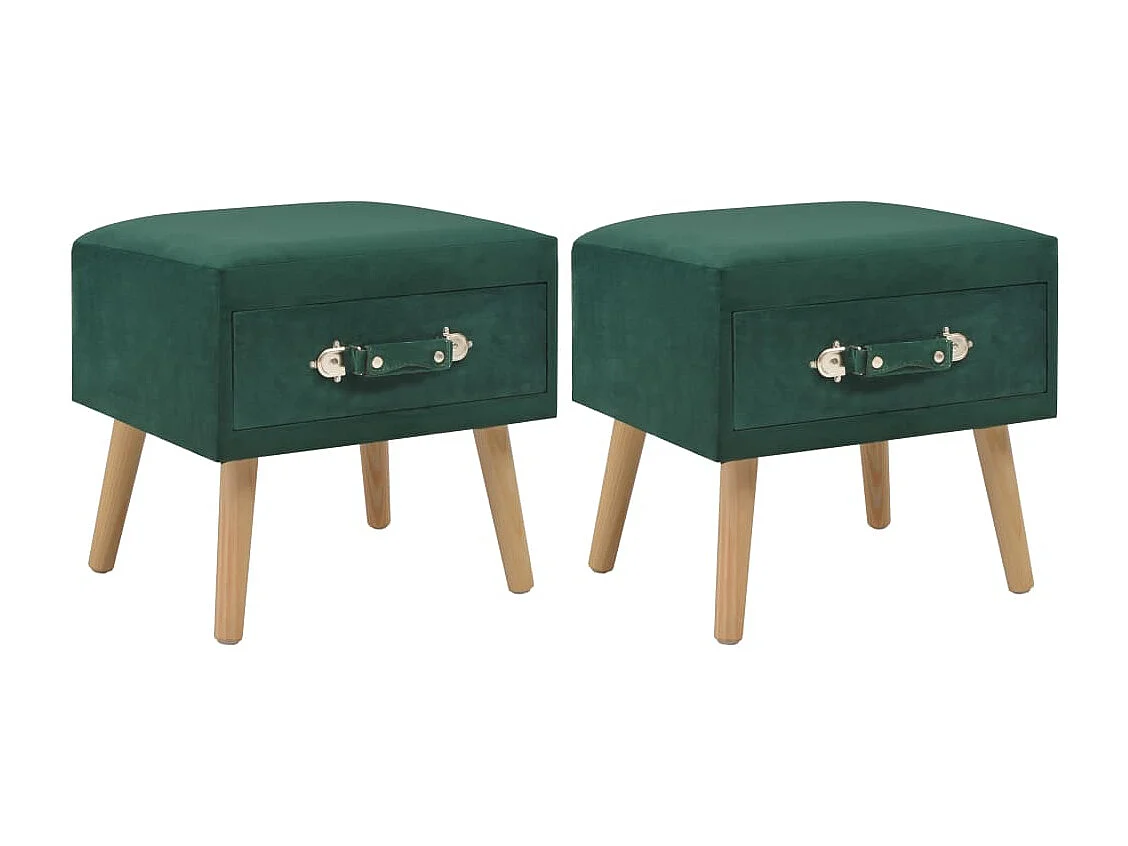Tables de chevet 2 pcs Vert 40x35x40 cm Velours