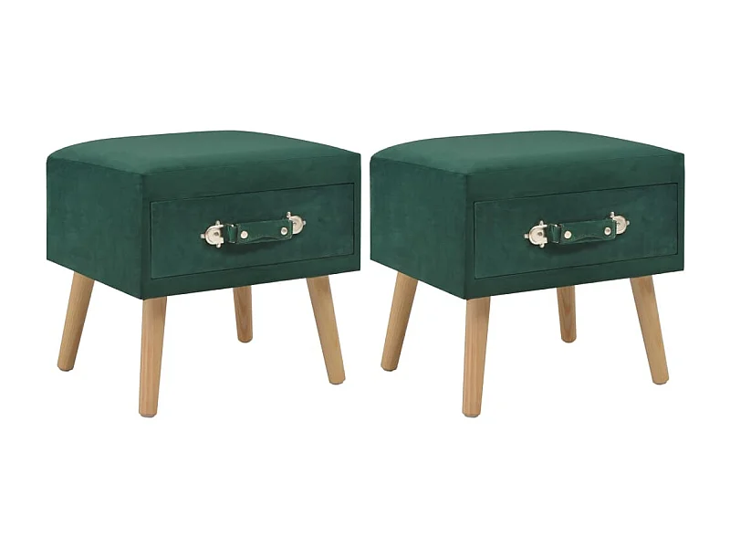 Tables de chevet 2 pcs Vert 40x35x40 cm Velours