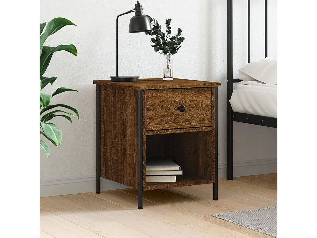 Table de chevet chêne marron 40x42x50 cm bois d'ingénierie