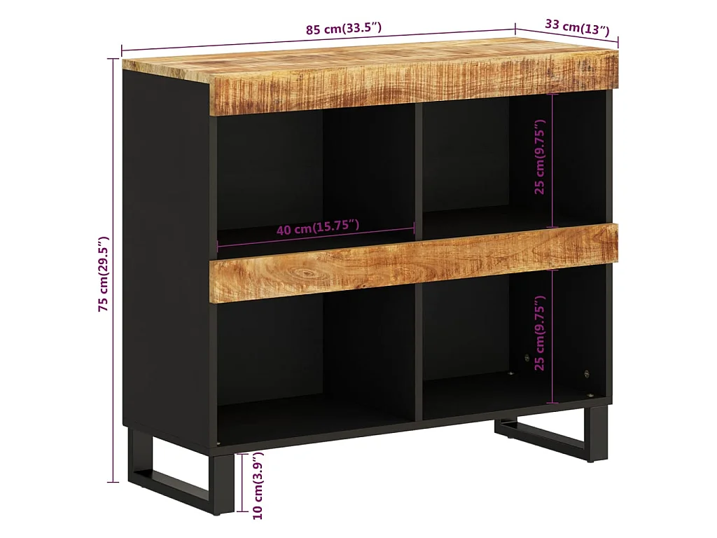 Beistellschrank 85x33x75 cm Massivholz Mango