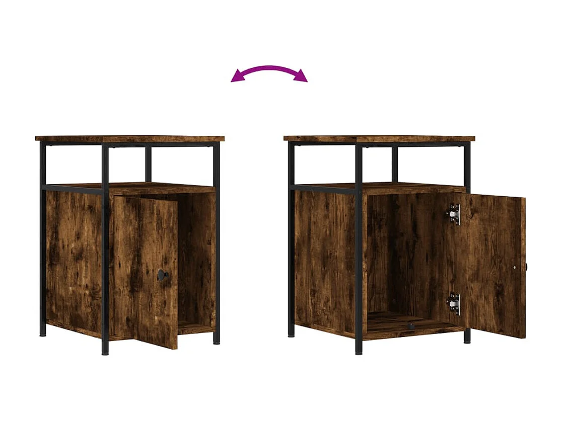 Table de chevet chêne fumé 40x42x60 cm bois d'ingénierie