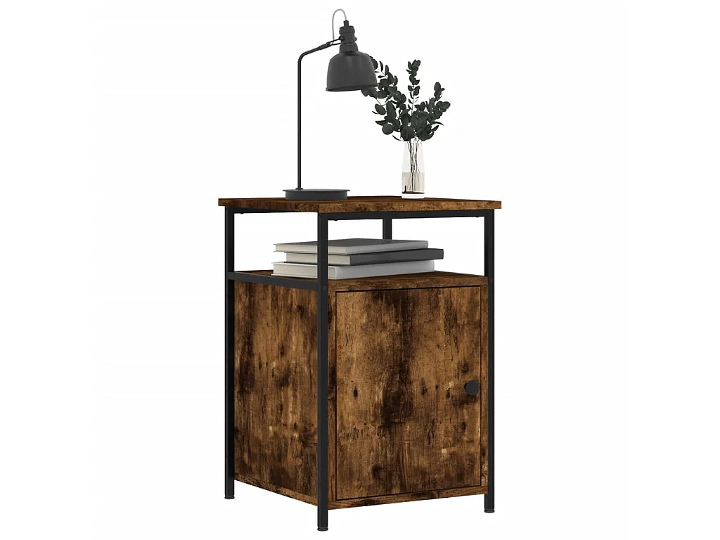 Table de chevet chêne fumé 40x42x60 cm bois d'ingénierie