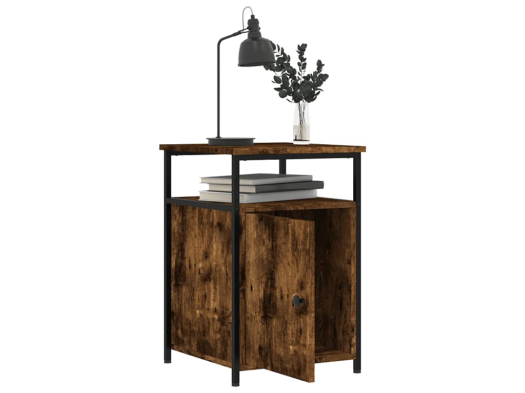 Table de chevet chêne fumé 40x42x60 cm bois d'ingénierie