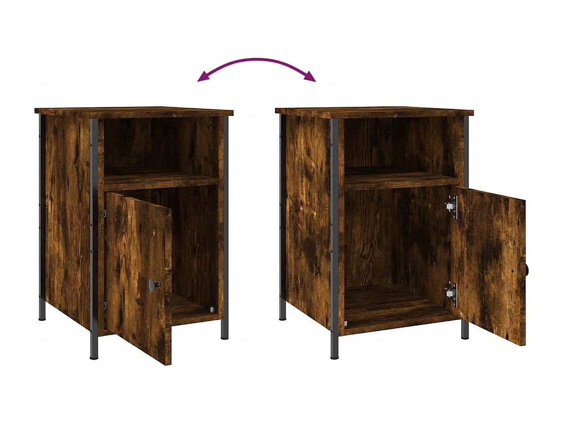 Table de chevet chêne fumé 40x42x60 cm bois d'ingénierie