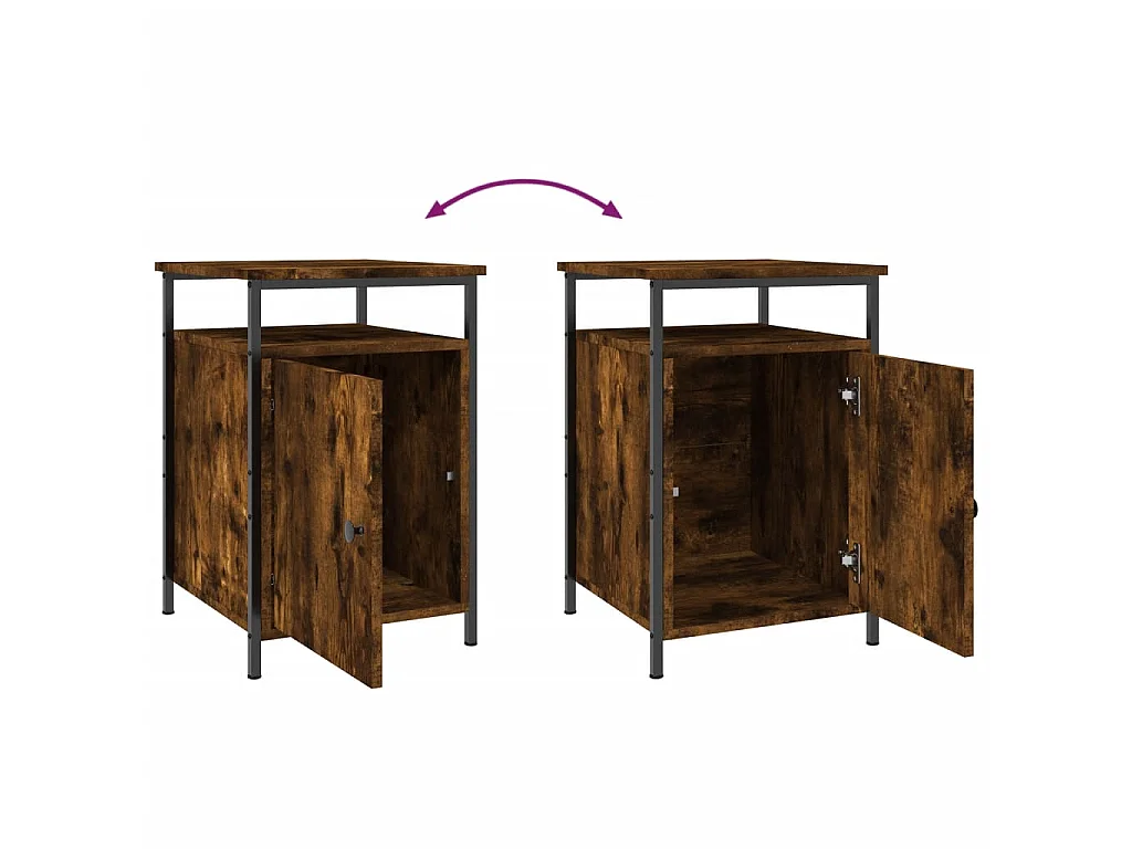 Table de chevet chêne fumé 40x42x60 cm bois d'ingénierie