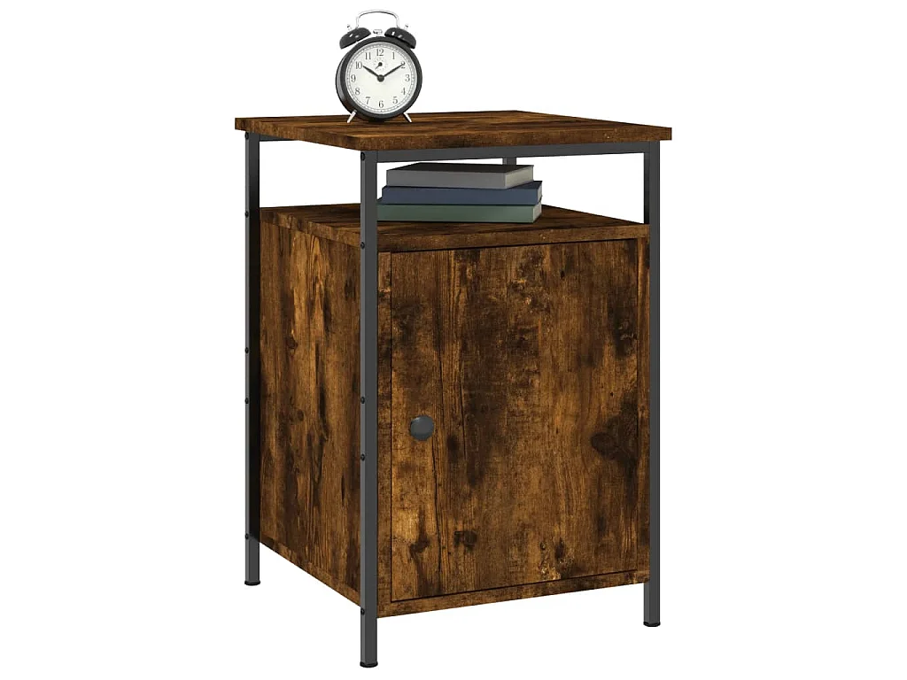 Table de chevet chêne fumé 40x42x60 cm bois d'ingénierie